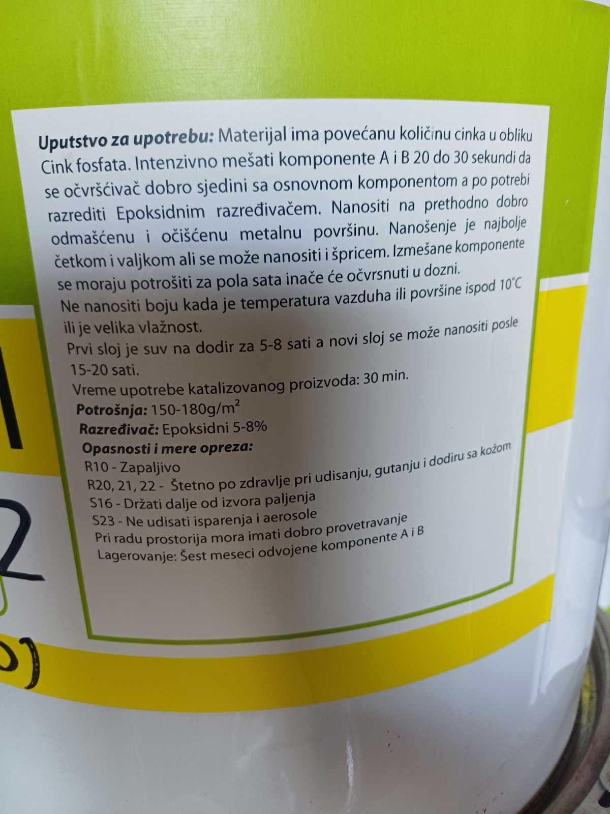 Epoksi osnovni premaz Spektar d.o.o. za metalne površine